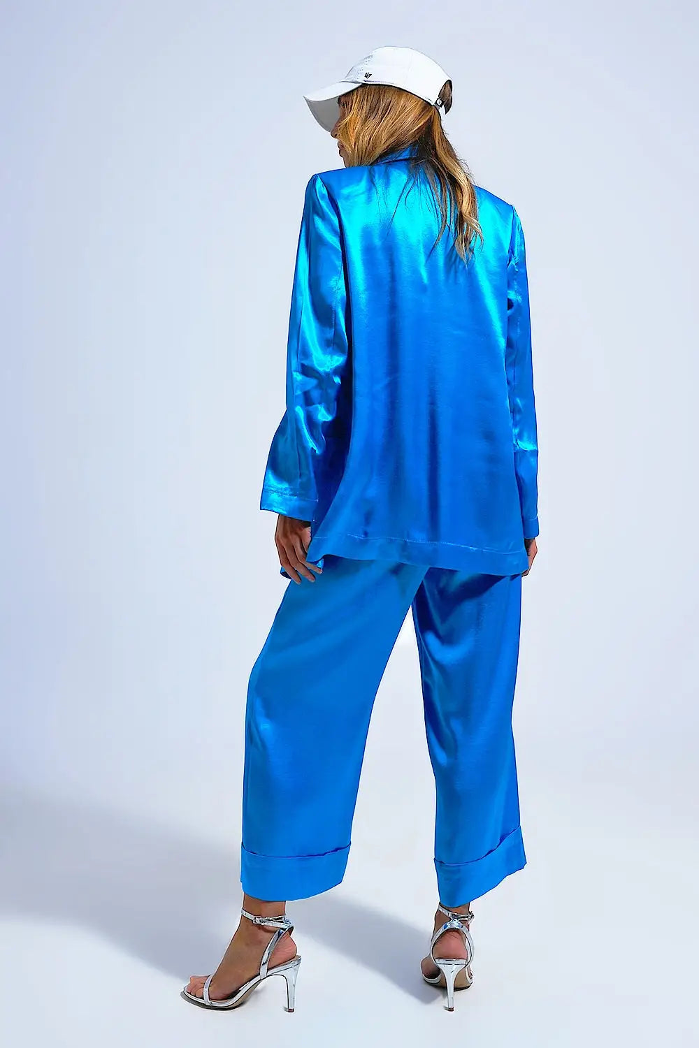 Satin blazer in bright blue - Coats and Jackets