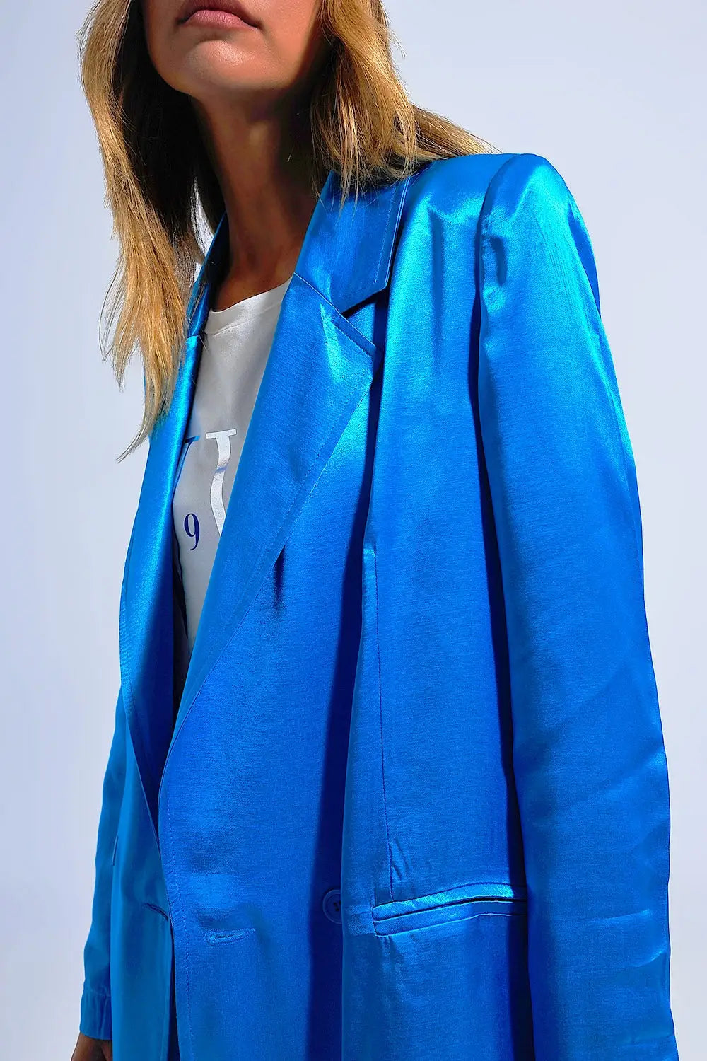 Satin blazer in bright blue - Coats and Jackets