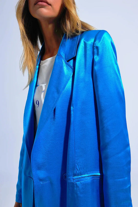Satin blazer in bright blue - Coats and Jackets