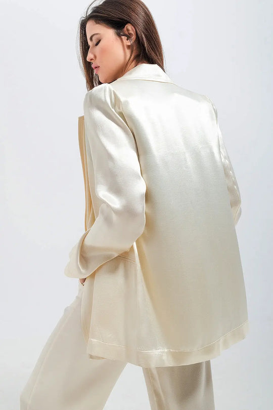Satin blazer in cream - Coats and Jackets