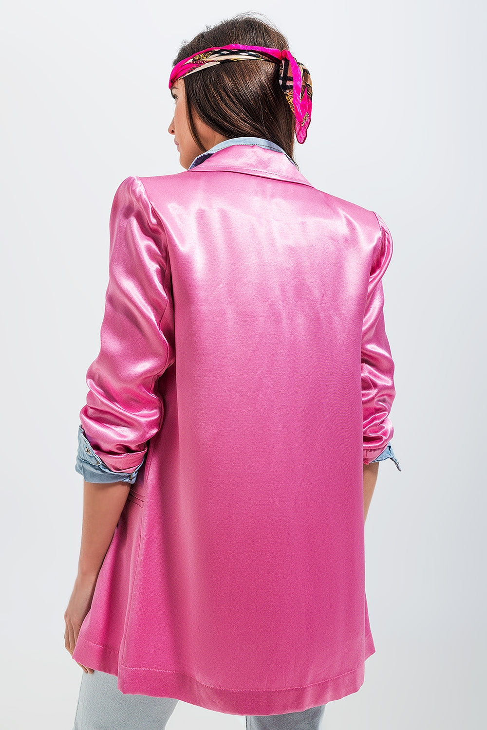 Satin blazer in pink