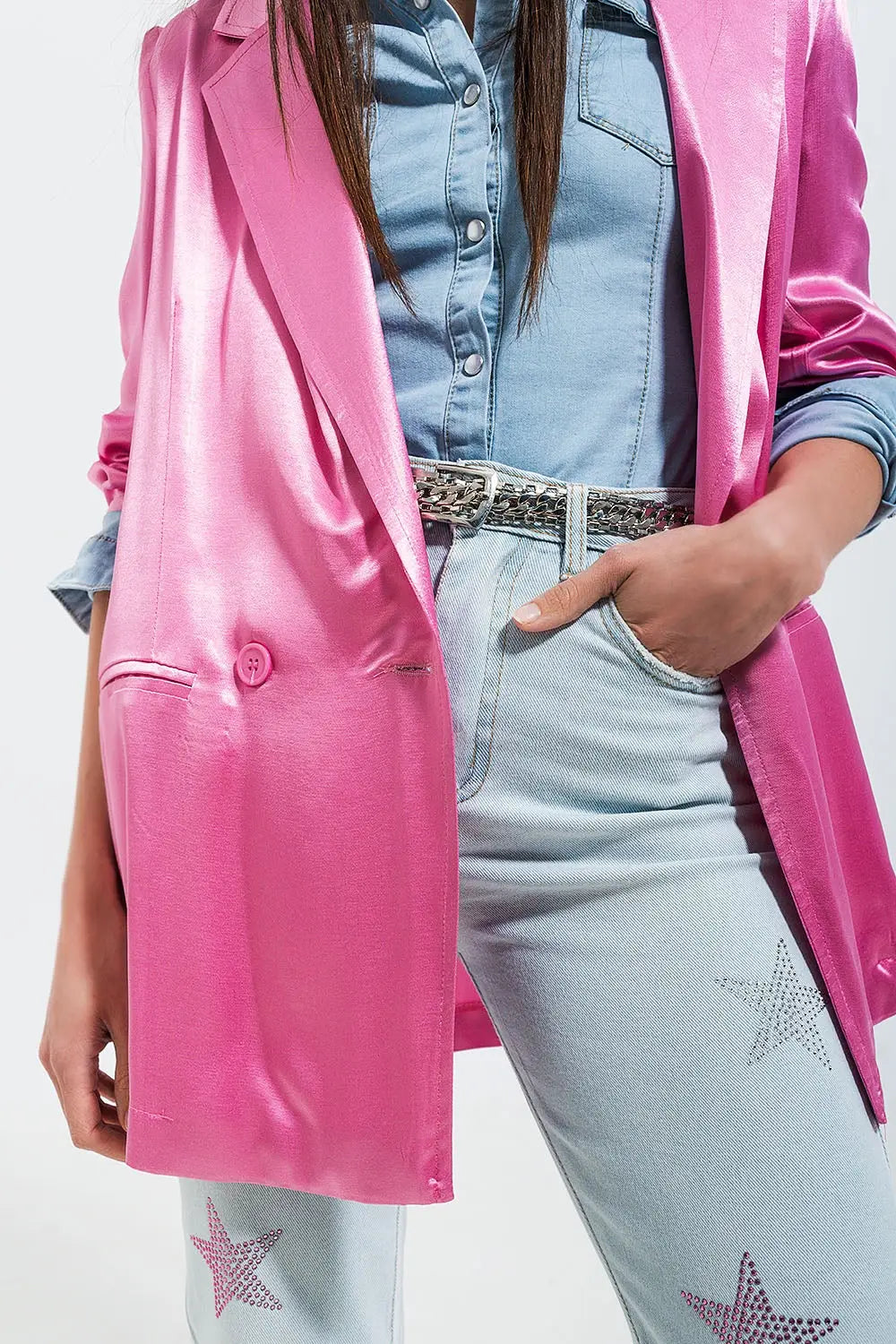 Satin blazer in pink - Coats and Jackets