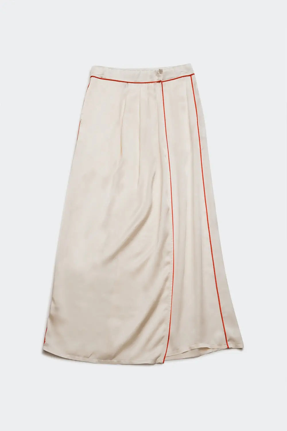 Q2 Satin cream skirt with coloured seam