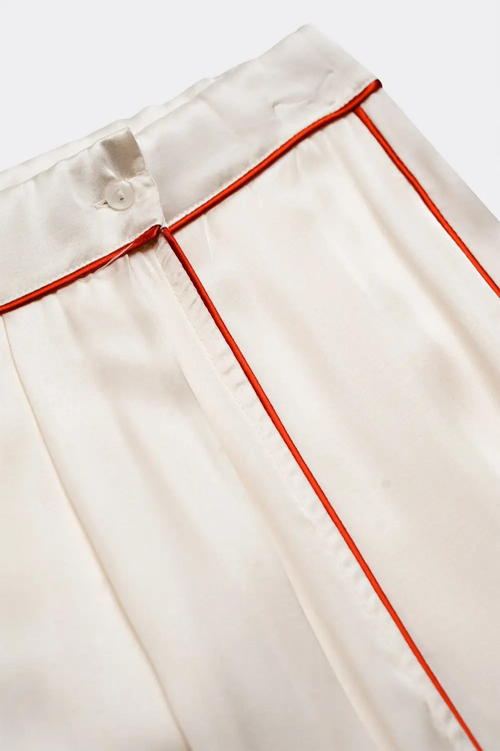 Satin cream skirt with coloured seam - Skirts