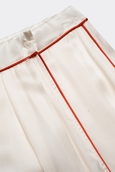 Satin cream skirt with coloured seam