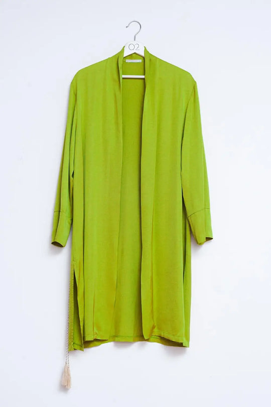 Satin kimono in green - One Size / Green - Coats and Jackets