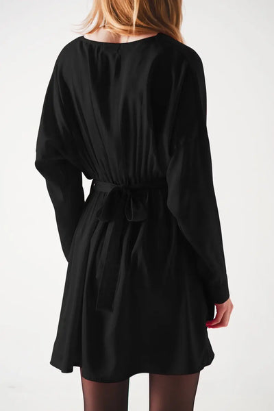 Satin mini dress in black - Dresses