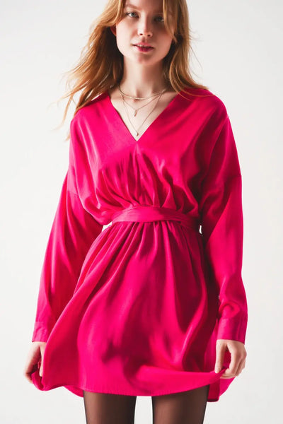 Satin mini dress in red - Dresses