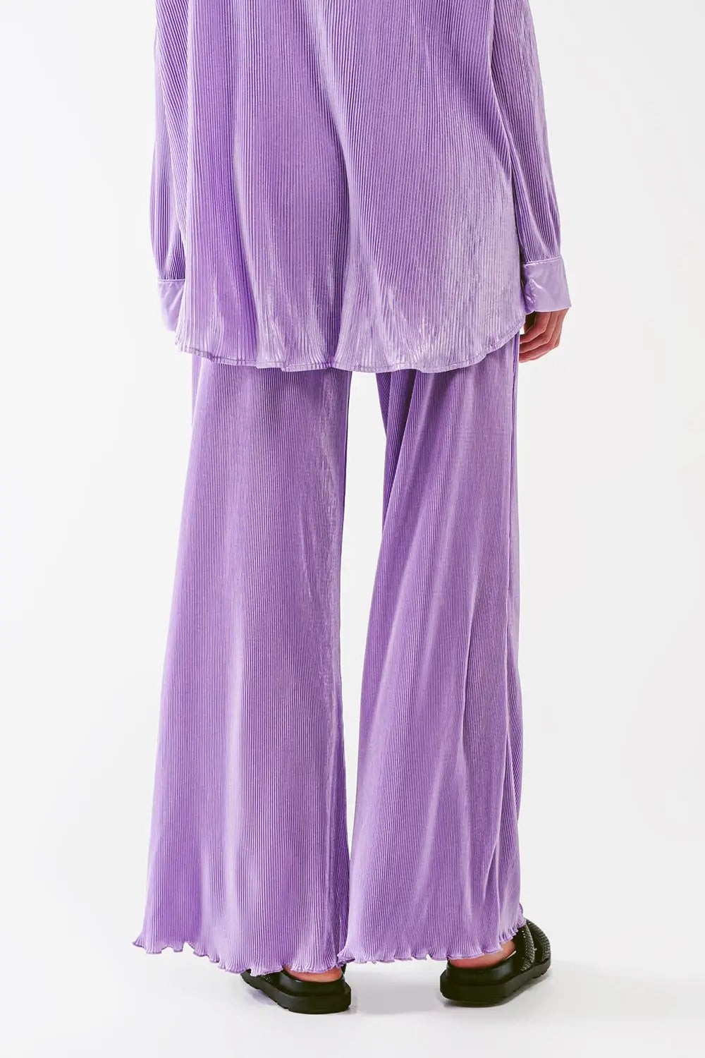 Satin Pleated Wide Leg Pants in lilac - Pants