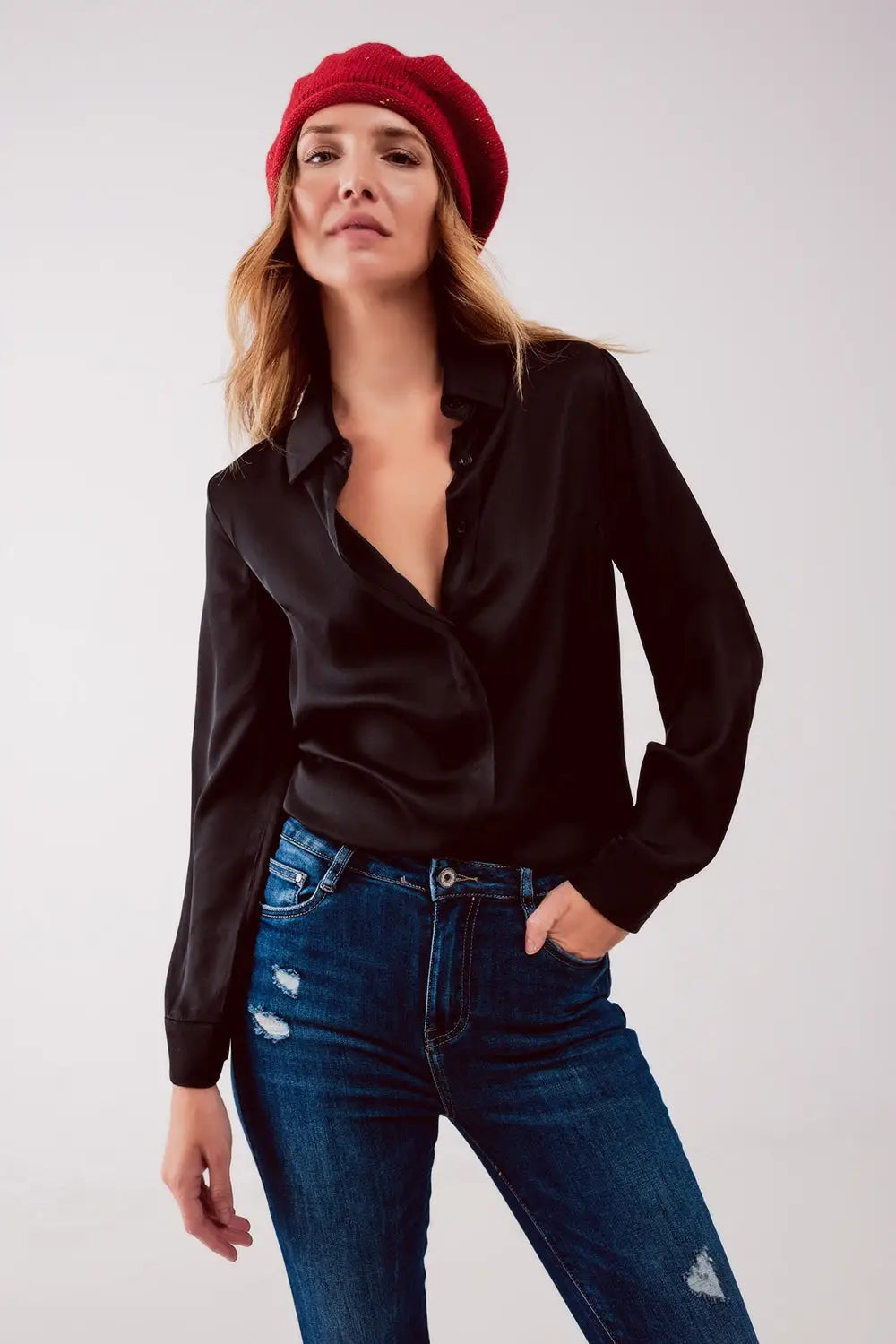 Satin shirt in black - Shirts