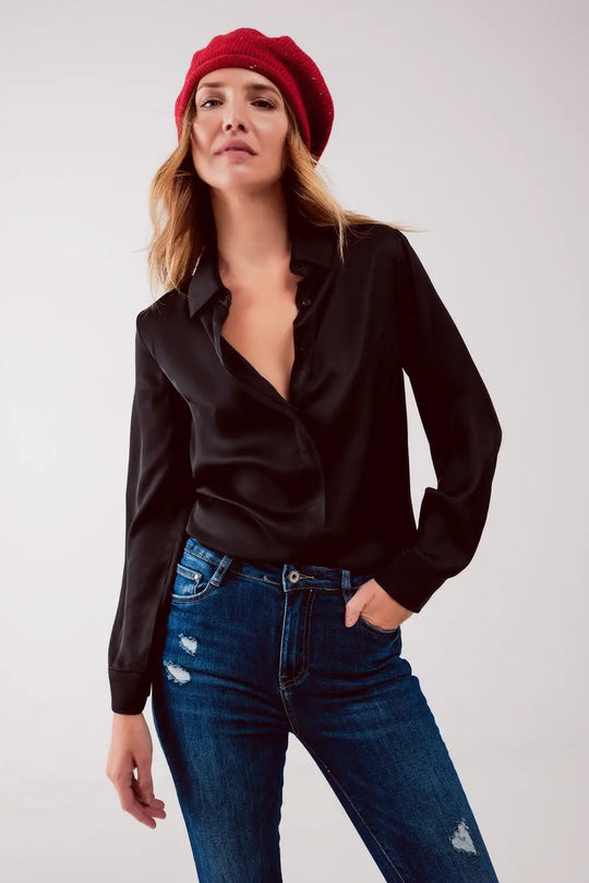 Satin shirt in black - Shirts