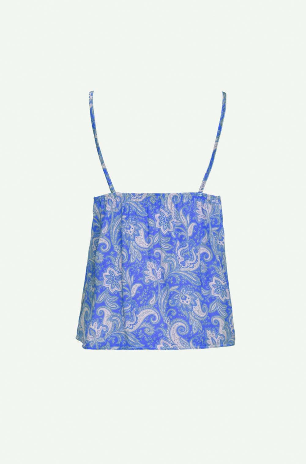 Satin top in paisley print print in blue