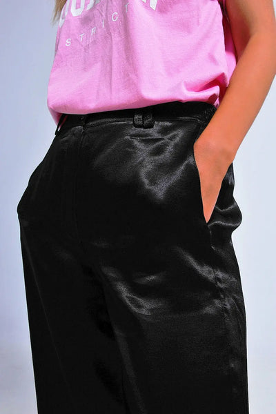 Satin wide leg suit Pants in black - Pants