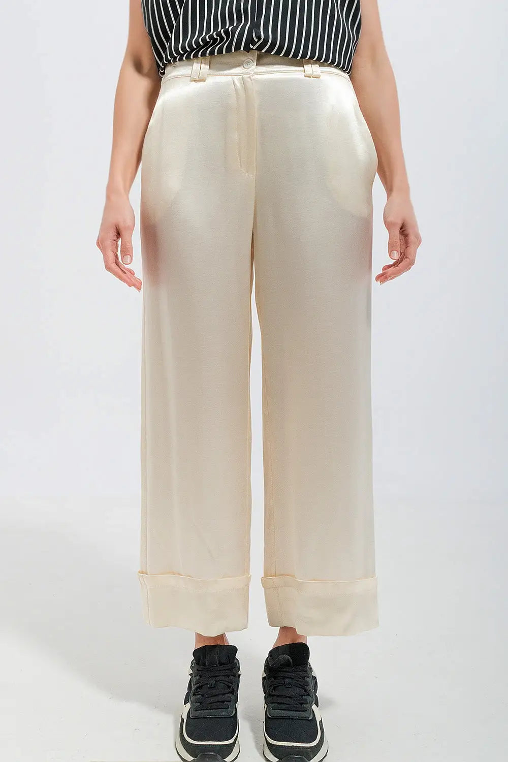 Satin wide leg suit Pants in cream - Pants