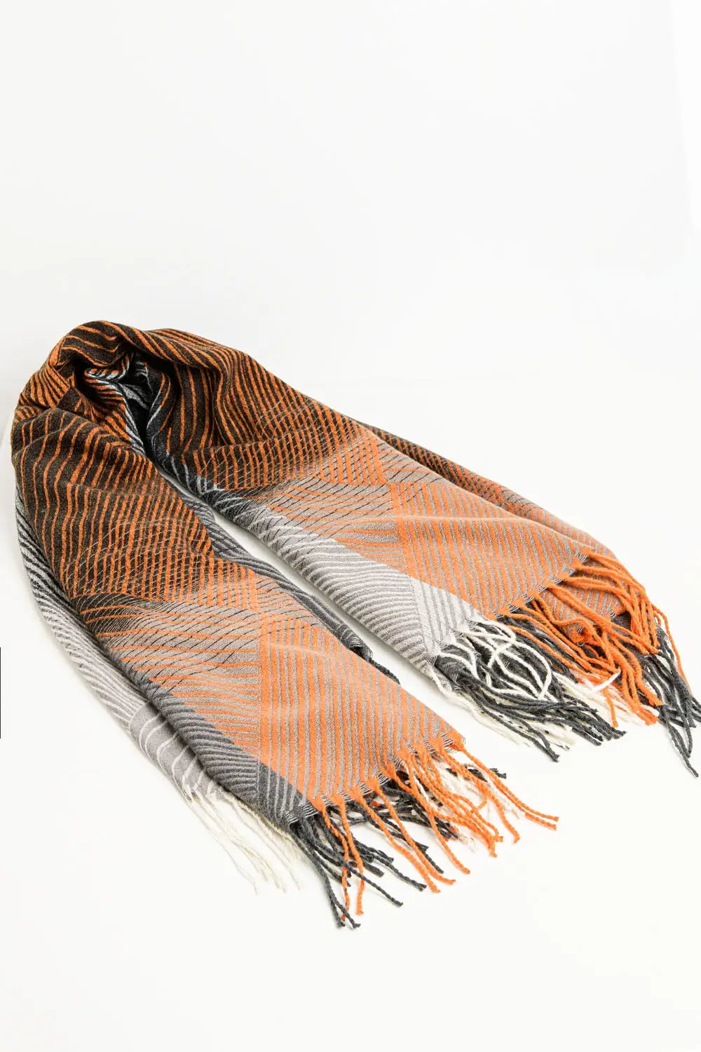 Scarf in orange & black stripe - One Size / Black - Scarves & Hats