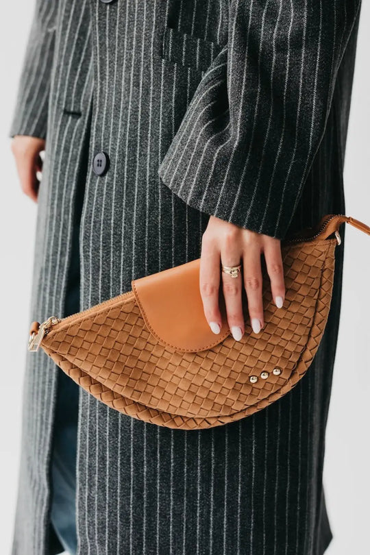 Selena Suede Flap Crossbody - Camel - Crossbody Bag