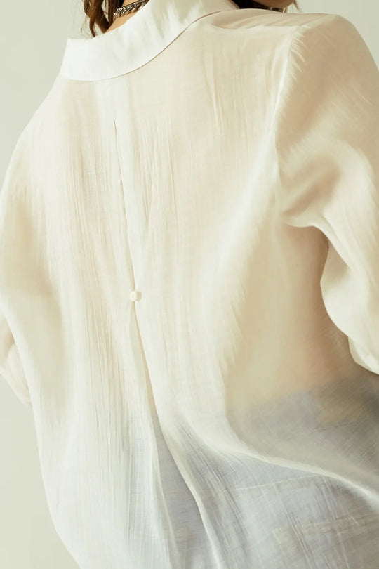 Semi sheer tencel shirt with chest pocket in white - Shirts