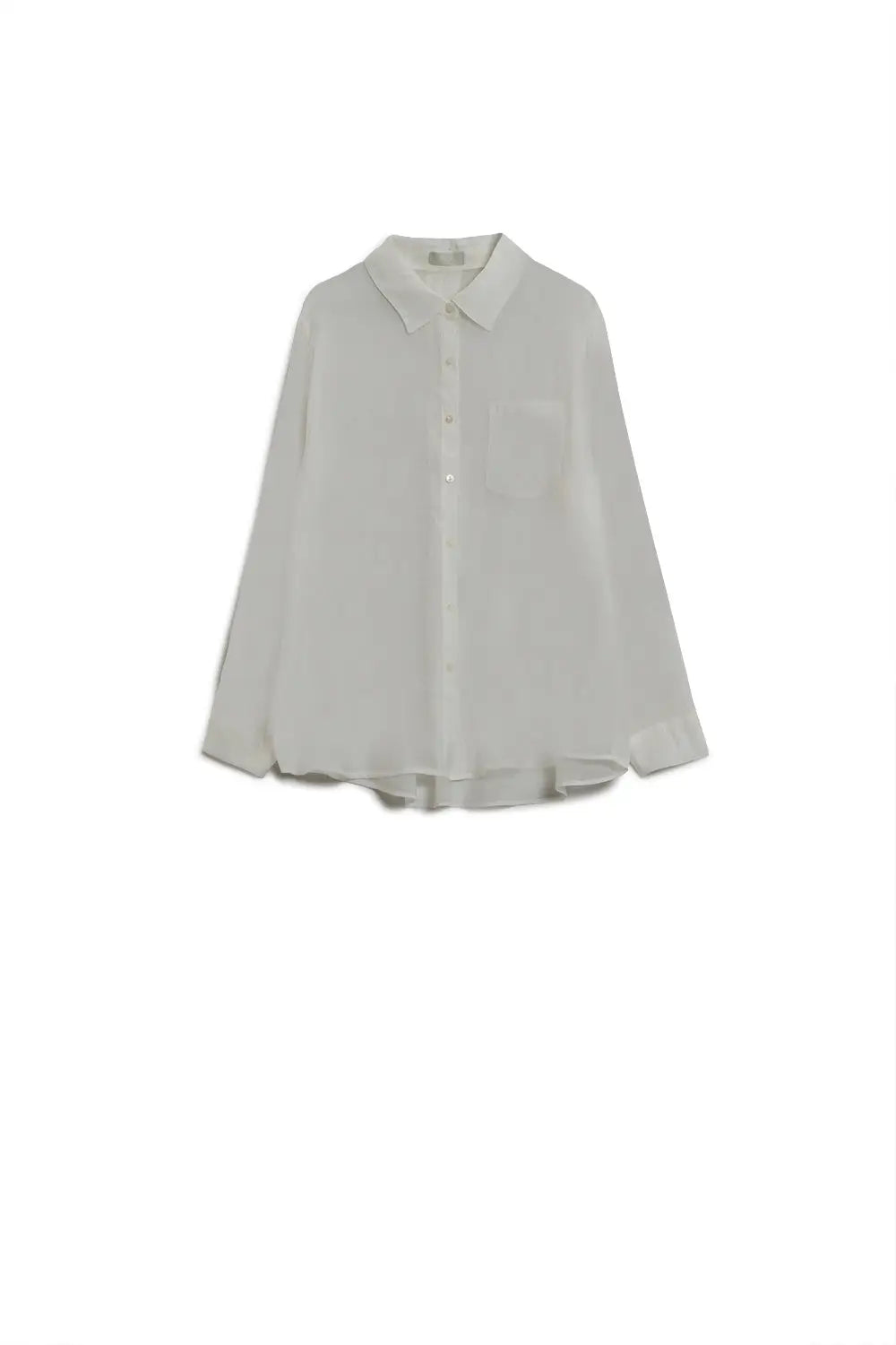 Semi sheer tencel shirt with chest pocket in white - Shirts