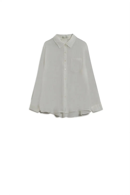 Semi sheer tencel shirt with chest pocket in white - Shirts