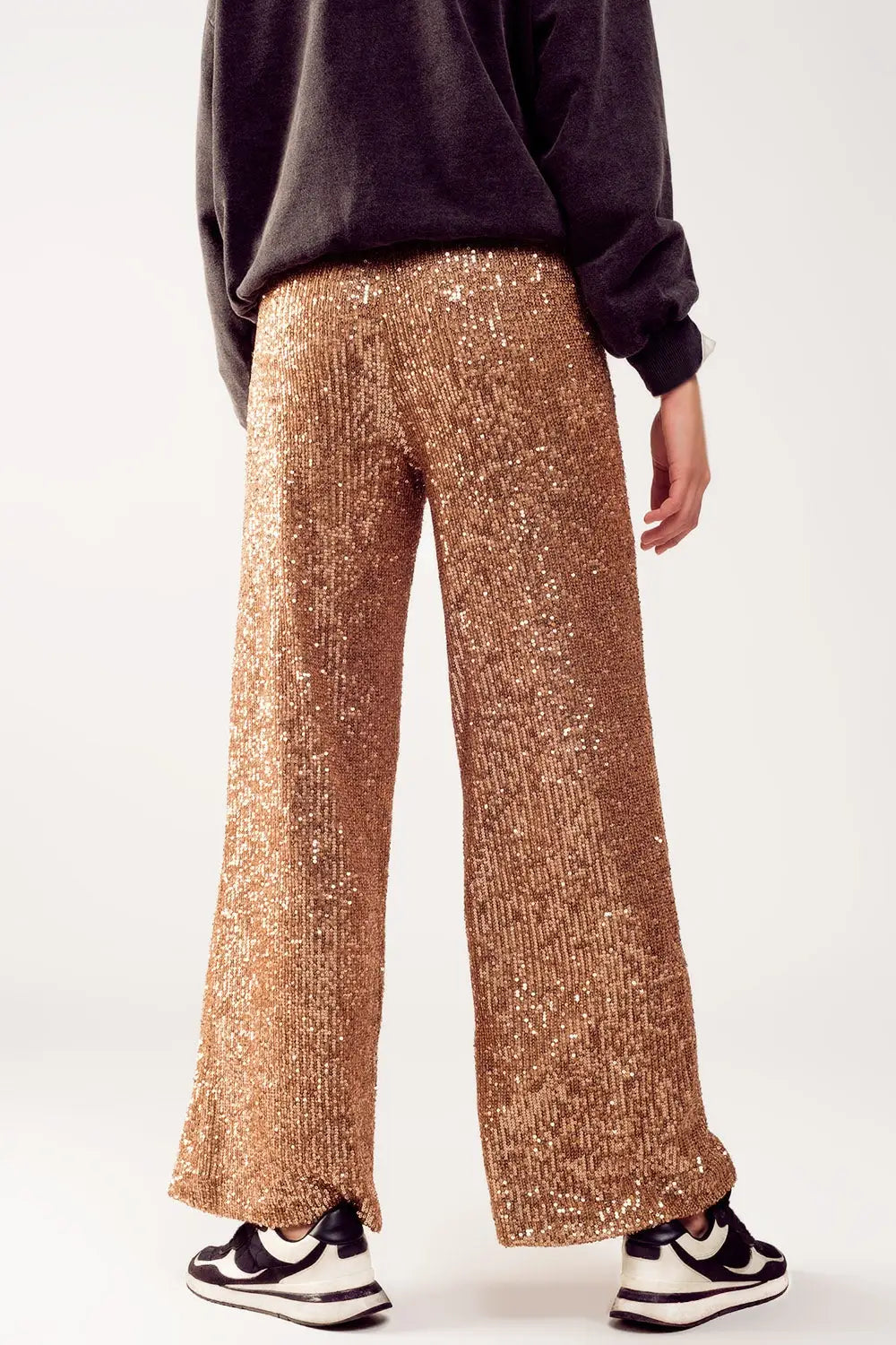 Sequin wide legs pants in gold - Pants