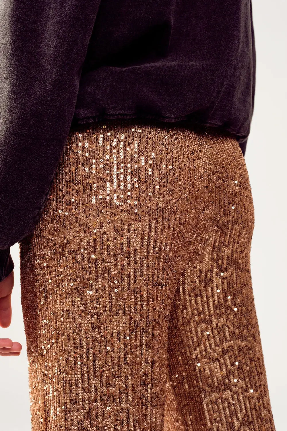 Sequin wide legs pants in gold - Pants