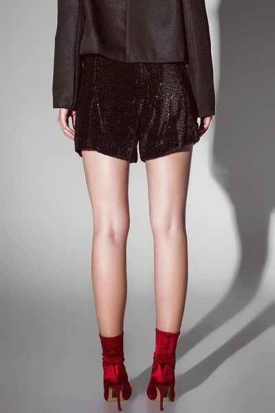 Sequined Shorts Mini in Black - Pants