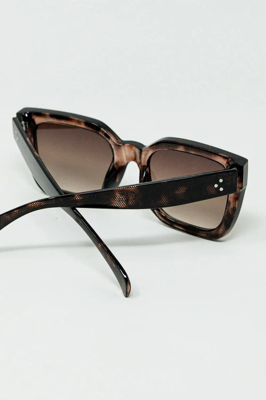 shaded brown Oversized square sunglasses - One Size / Beige