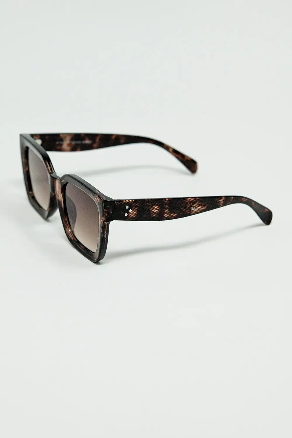 shaded brown Oversized square sunglasses - One Size / Beige