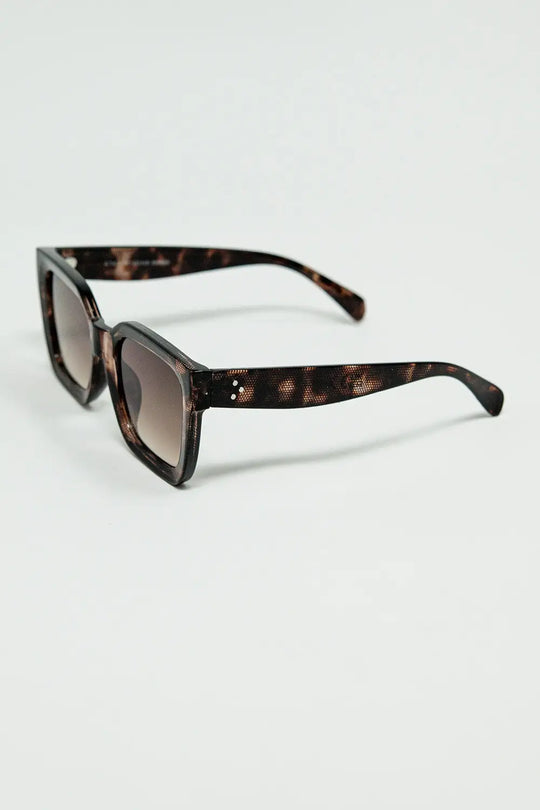 shaded brown Oversized square sunglasses - One Size / Beige