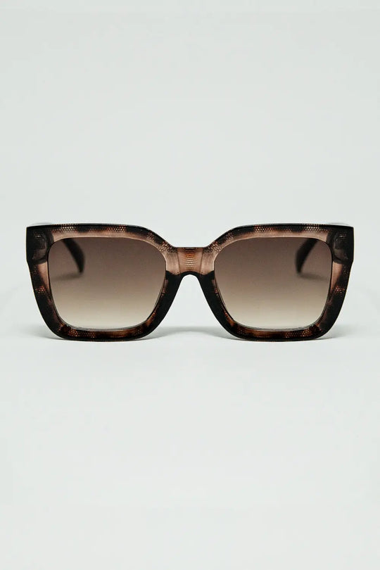 shaded brown Oversized square sunglasses - One Size / Beige