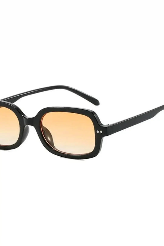 Sheila Retro Oval Sunglasses - Black/Amber Lens - Sunglasses