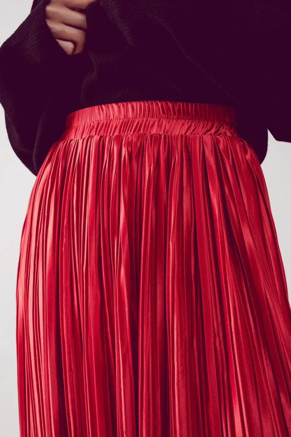 Shiny rust pleated midi skirt - Skirts