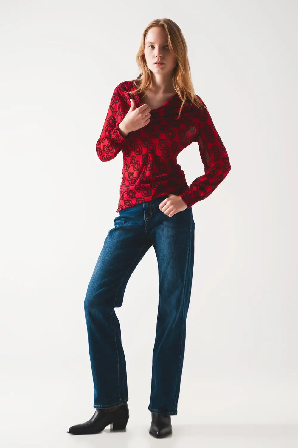 Shirred sleeve shirt in fuchsia - Tops