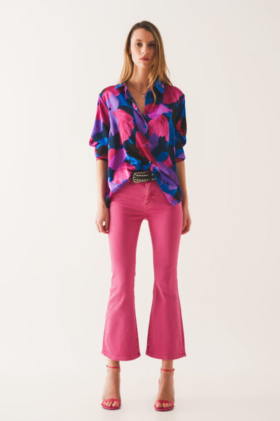 Shirt in purple floral print