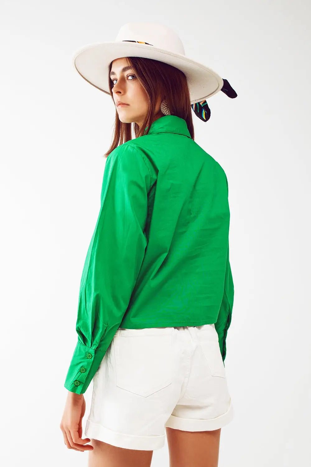 Shirt With Fringe strass Collar in Green - Shirts