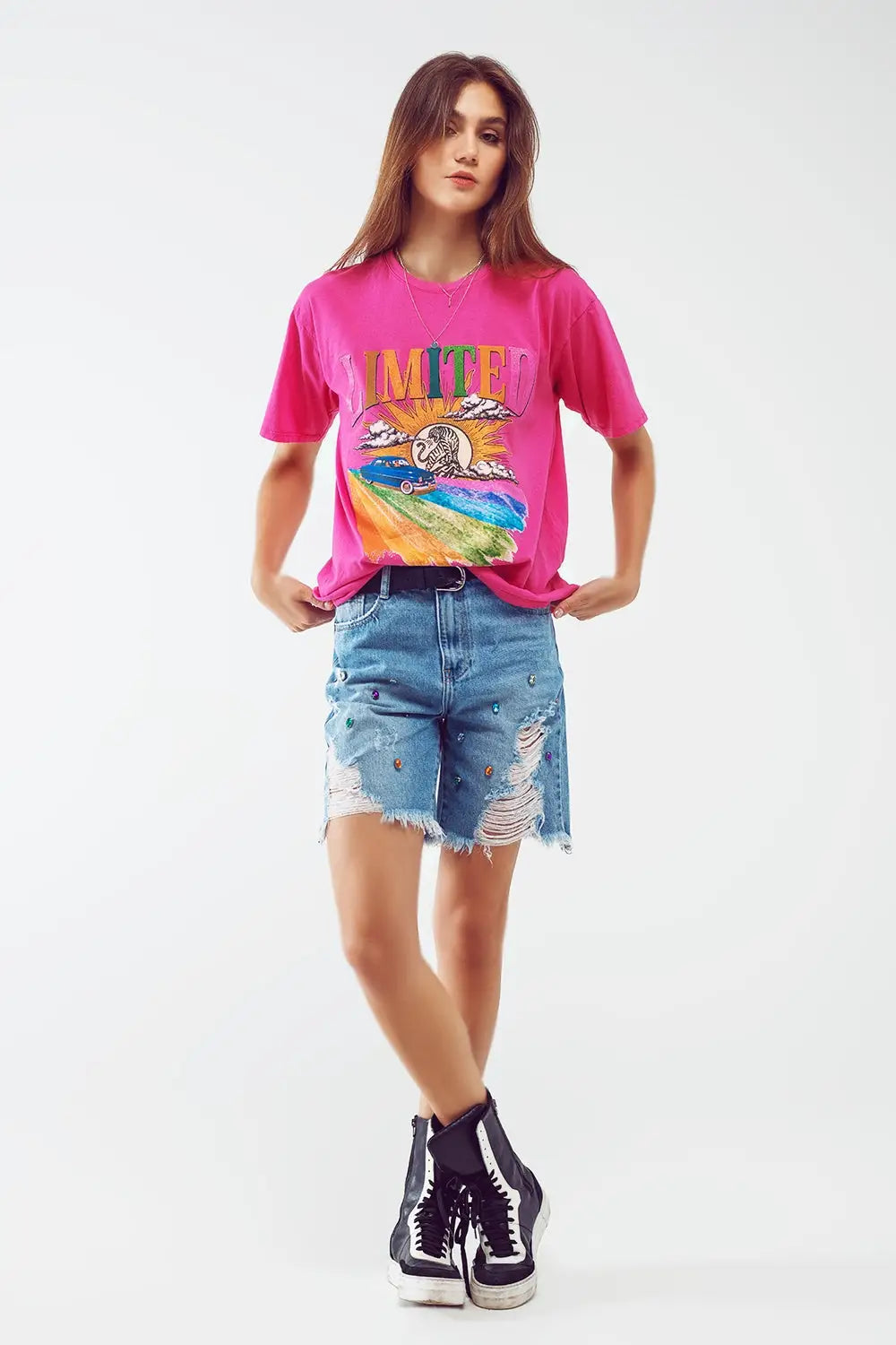 Short Bermuda délavé et orné d’effets vieillis - Pantalons