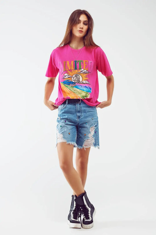 Short Bermuda délavé et orné d’effets vieillis - Pantalons