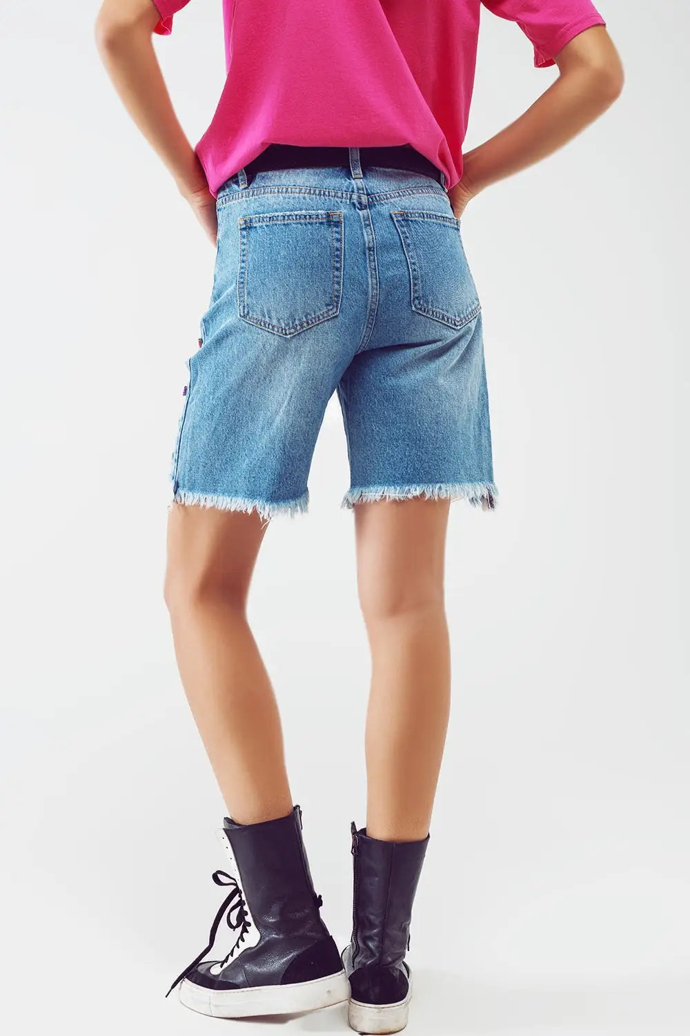 Short Bermuda délavé et orné d’effets vieillis - Pantalons