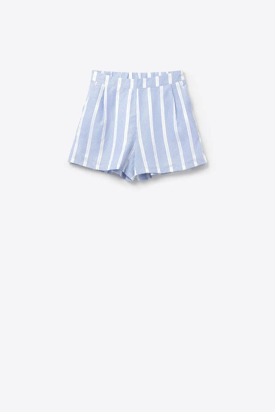 Short bleu et blanc avec poches latérales - Pantalons