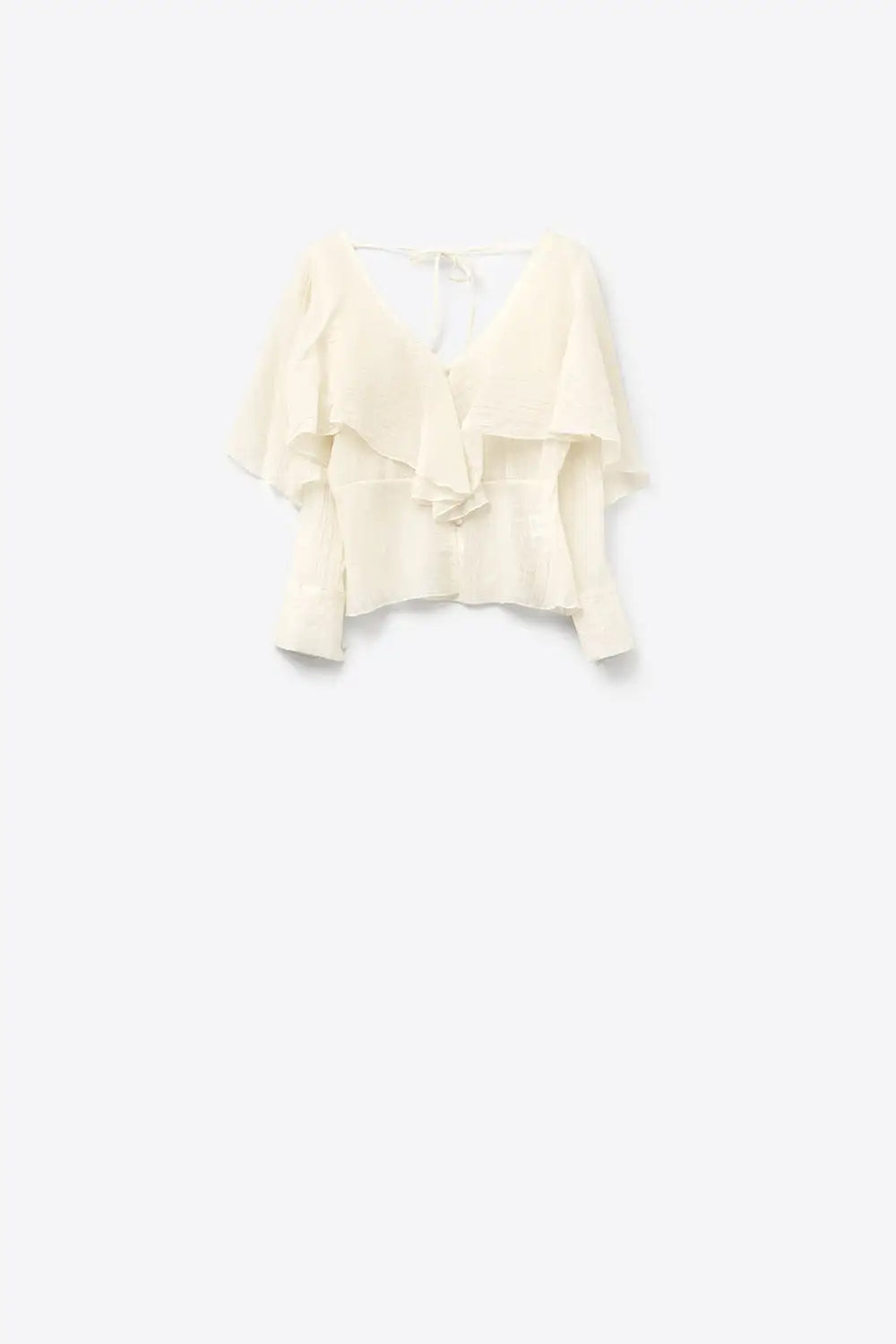 Q2 short blouse in flowing chiffon with long sleeves