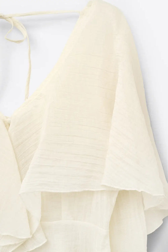 short blouse in flowing chiffon with long sleeves - Shirts