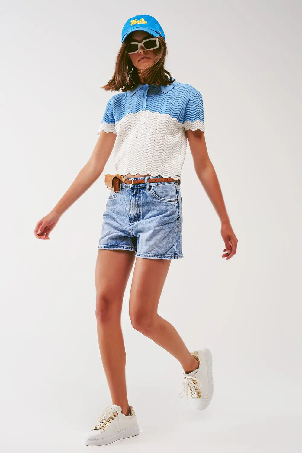 Short en denim avec un lavage bleu clair - Pantalons