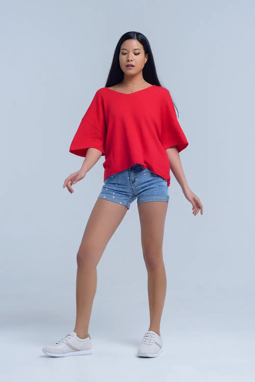 Short en jean avec détail étoiles - Pantalons