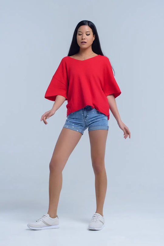 Short en jean avec détail étoiles - Pantalons