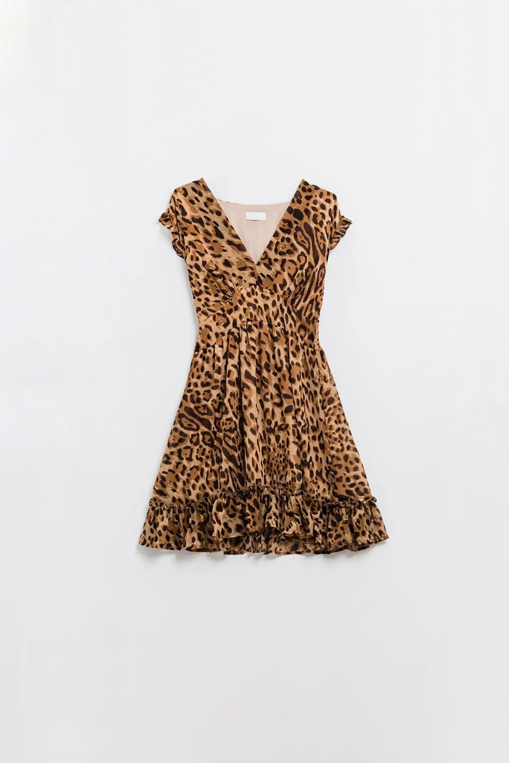 Short Leopard Print Dress With Cinched-In Waist - Dresses