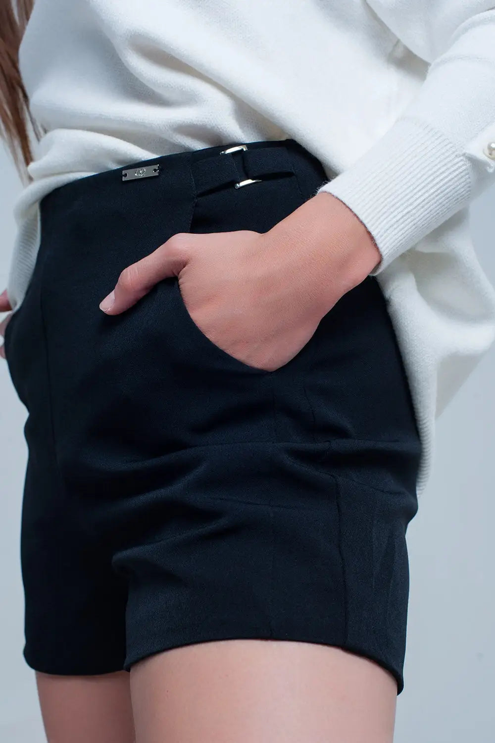 Short noir taille haute - Pantalons