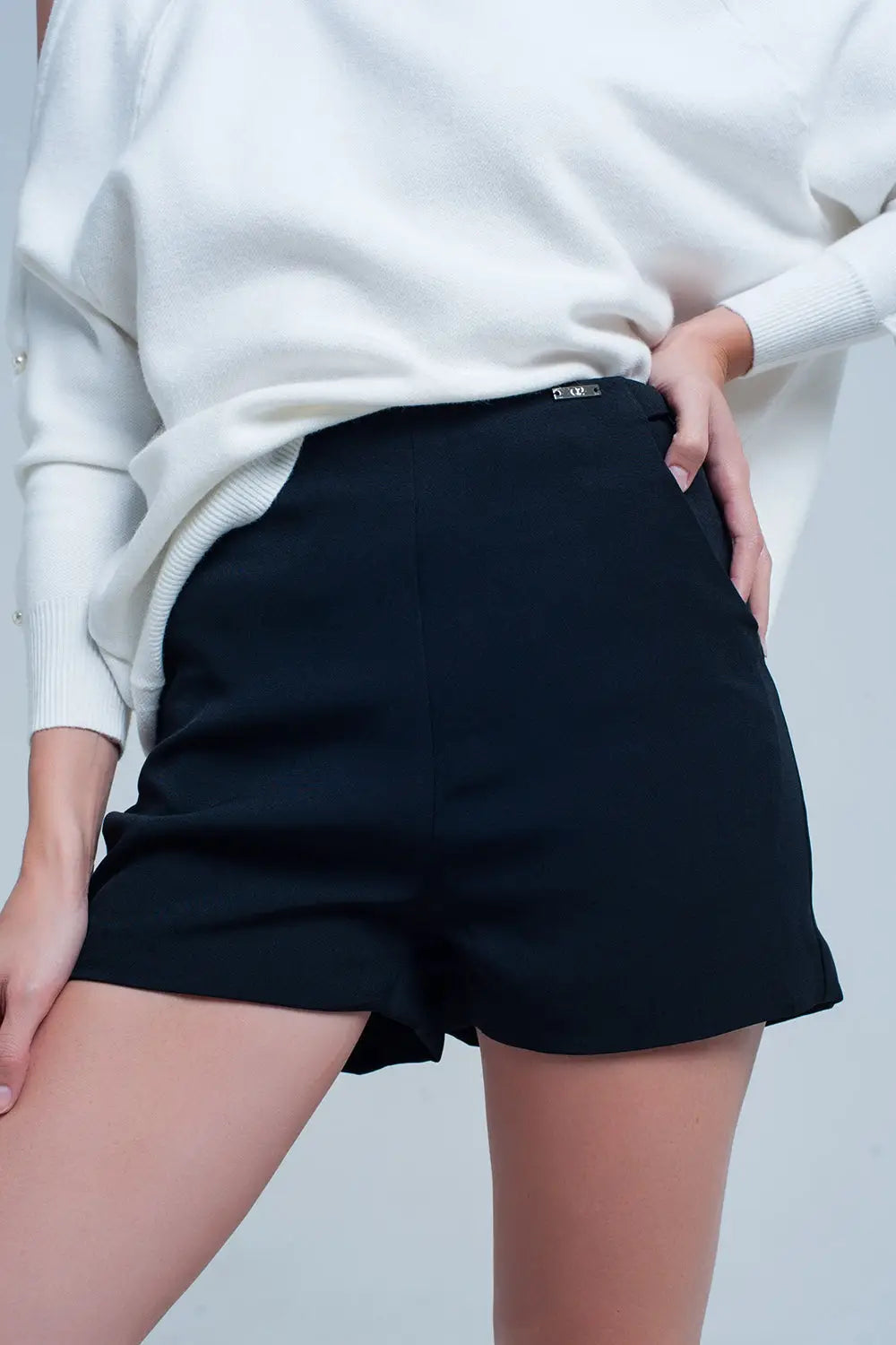 Short noir taille haute - Pantalons