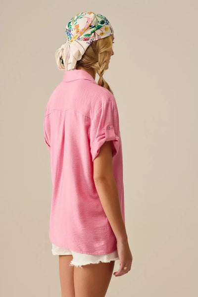 Short sleeve blouse in light pink - Shirts
