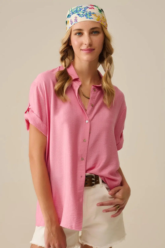 Q2 Short sleeve blouse in light pink
