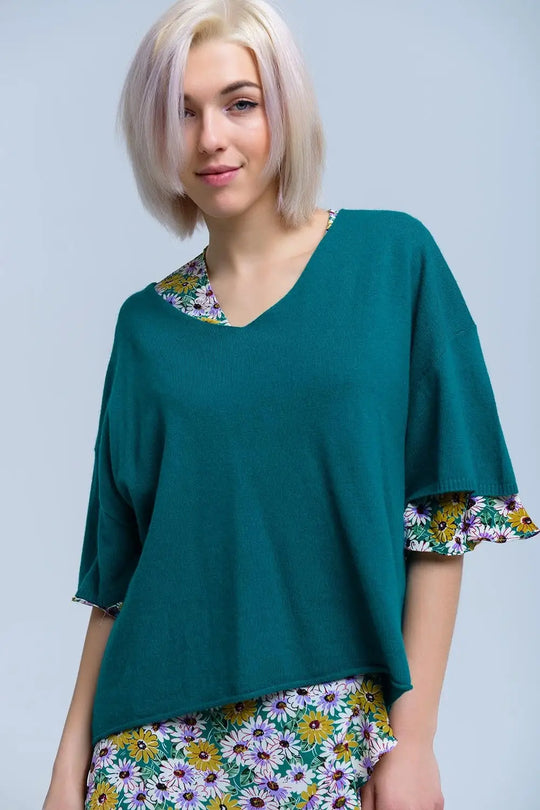 Short sleeve green sweater - Sweaters